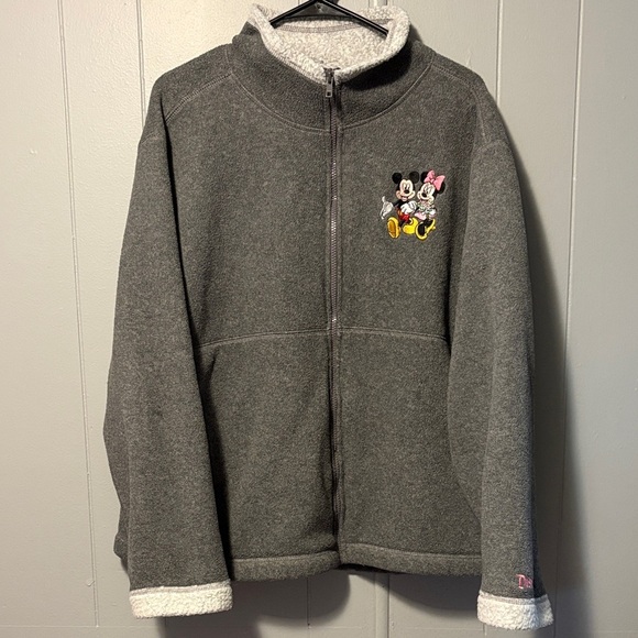 Vintage Disney Mickey Minnie Mouse Fleece Jacket Gray - Picture 1 of 5